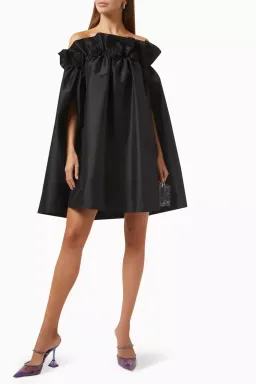 Bernadette Tilly Strapless Appliquéd Taffeta Mini Dress in Black Size 10 for rent on The Volte - image 1