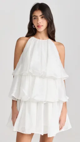 Aje Claudia Halterneck Tiered Mini Dress in White Size 8 for rent on The Volte - image 3