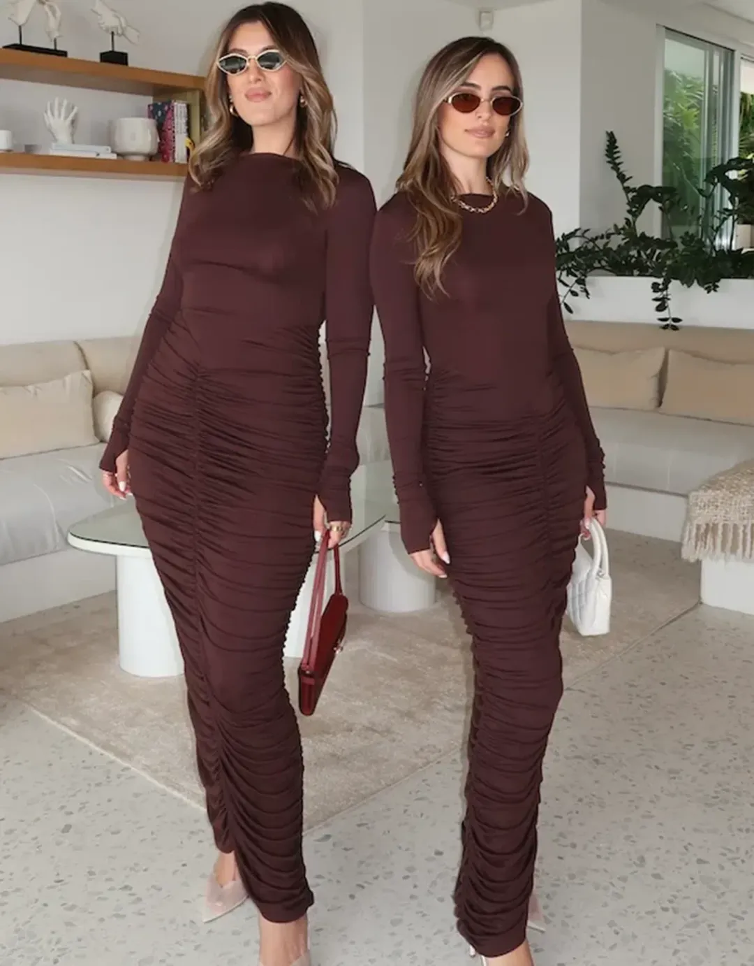 Sneaky Link Caterina Midi Dress Chocolate Size Small / Au 6  for rent on The Volte - main image