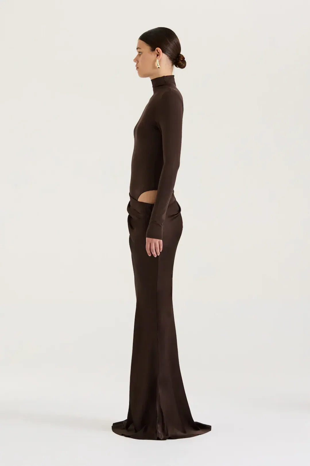 HENNE Soraia Long Sleeve Dress Chocolate Brown Size S / AU 8 for rent on The Volte - main image