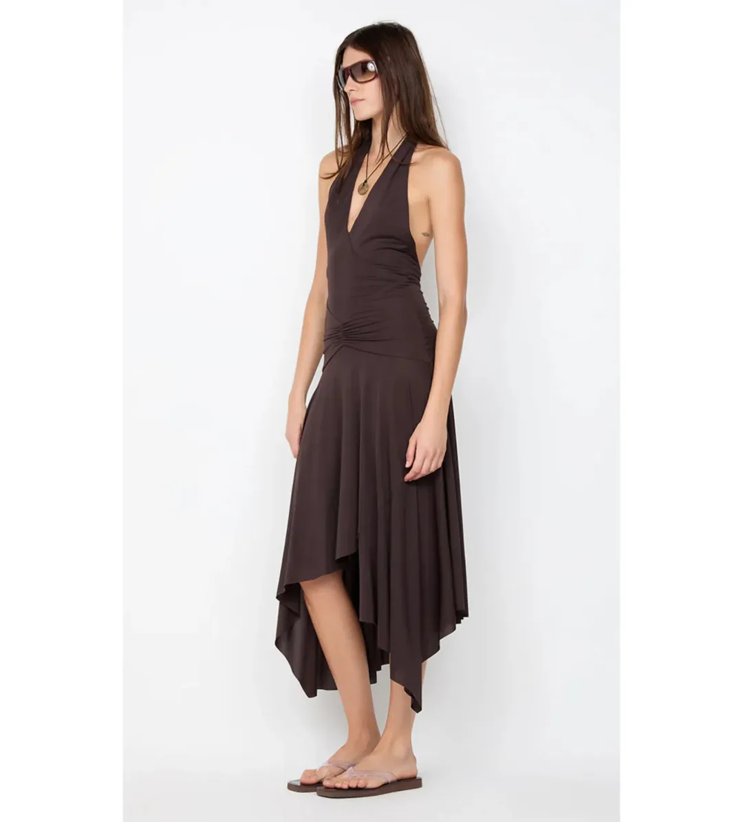 Bec & Bridge Nessie Halter Dress Dark Chocolate Size 10 for rent on The Volte - main image