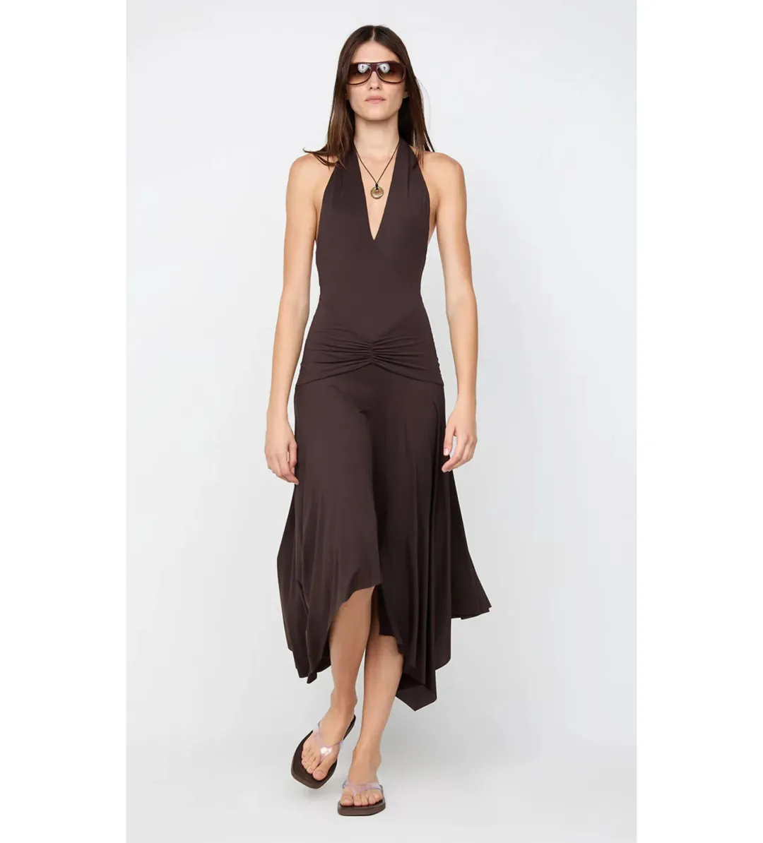Bec & Bridge Nessie Halter Dress Dark Chocolate Size 10 for rent on The Volte - main image