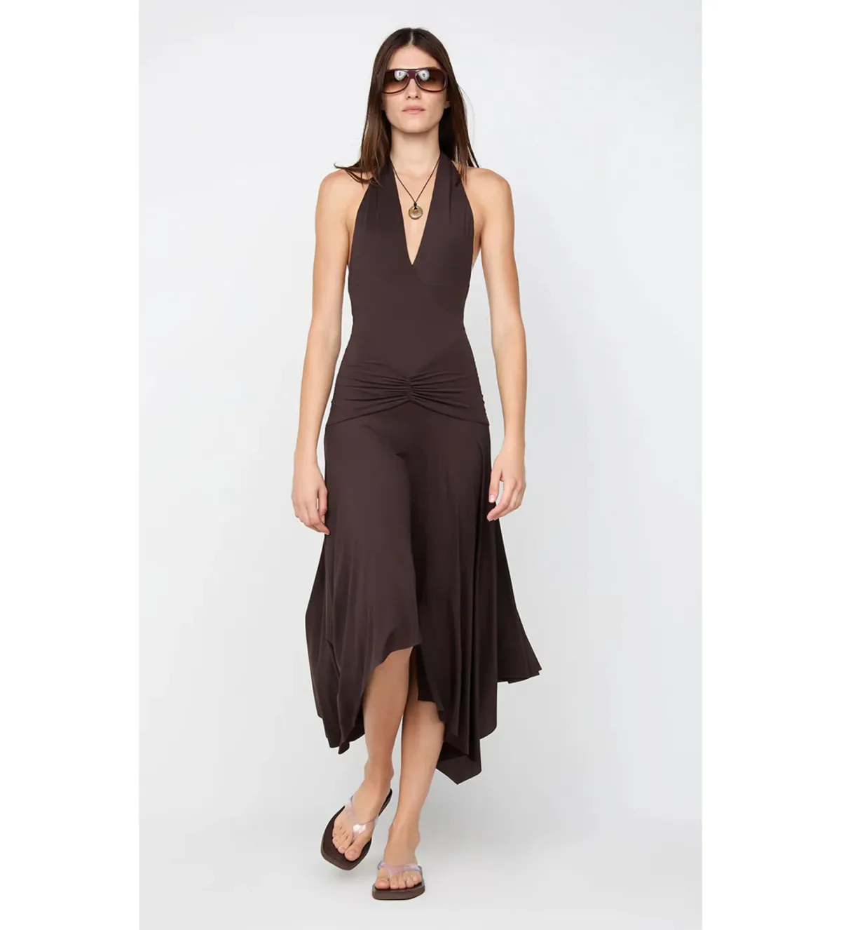 Bec & Bridge Nessie Halter Dress Dark Chocolate Size 10 for rent on The Volte - main image