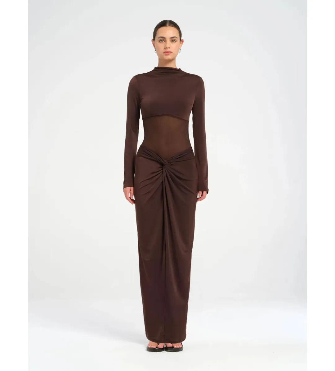 Benni Dora Maxi Dress Chocolate Size 10 for rent on The Volte - main image