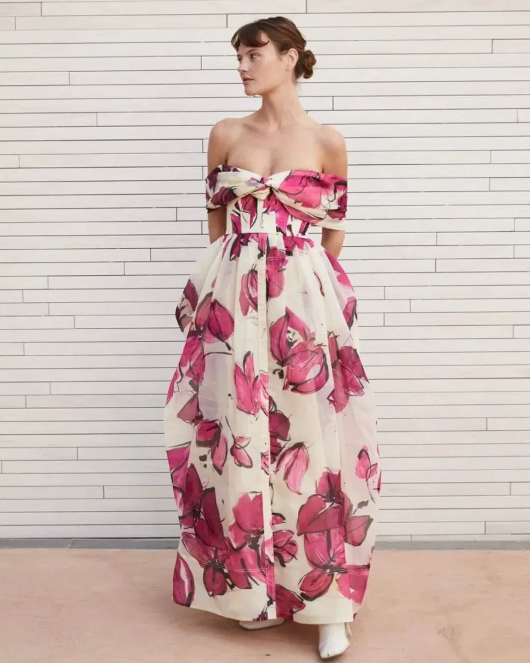 Aje Cordelia Corseted Maxi Dress in Falling Florals Pink Size 10 for rent on The Volte - main image