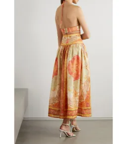 Zimmermann Anneke Cut Out Midi Dress Orange Paisley Print Size 1 / AU 10 for rent on The Volte - image 2