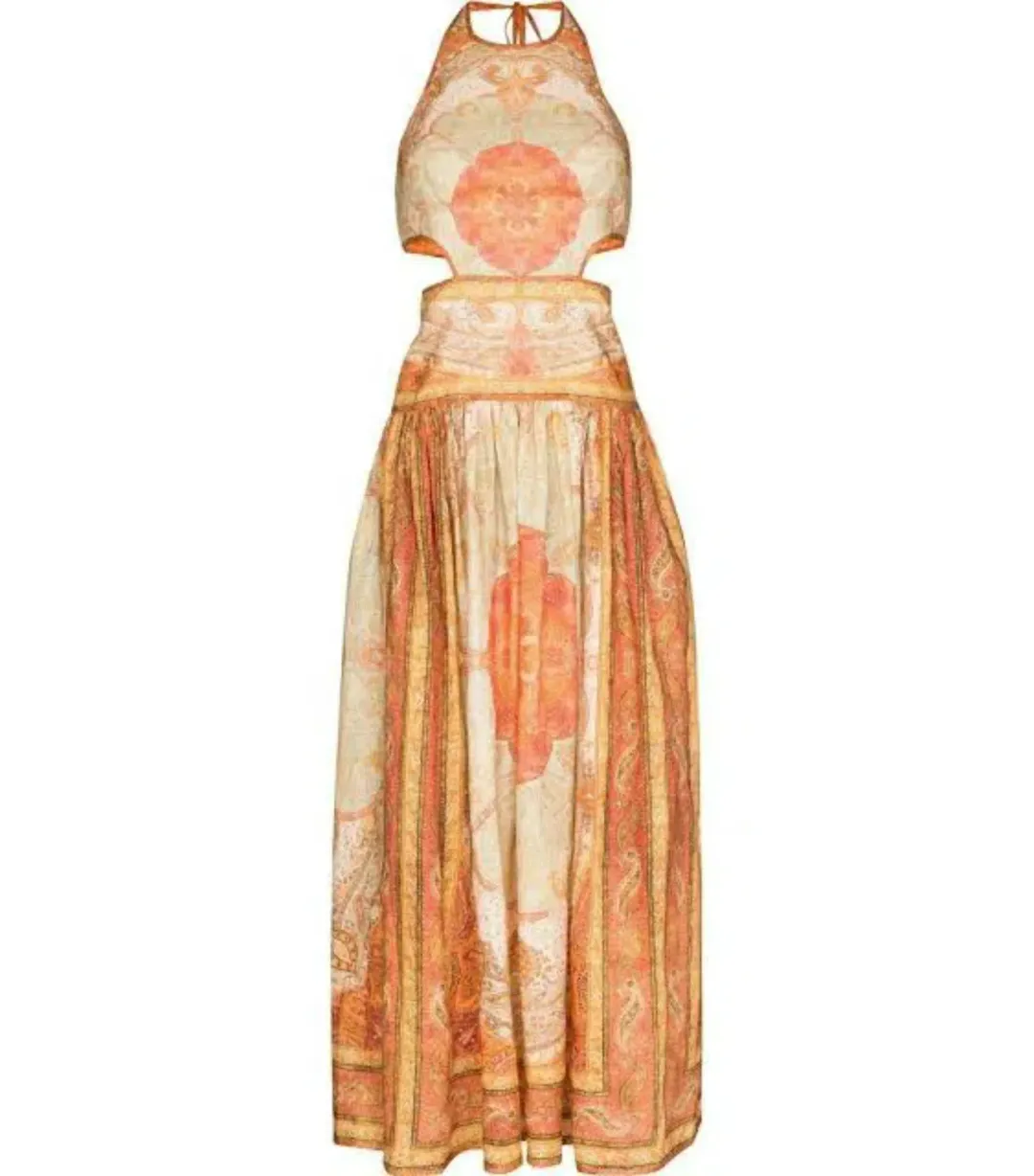 Zimmermann Anneke Cut Out Midi Dress Orange Paisley Print Size 1 / AU 10 for rent on The Volte - main image
