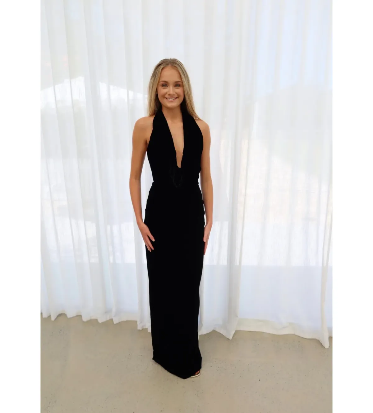 Rachel Gilbert Martin Plunge Maxi Dress in Black Size 1 / AU 8 for rent on The Volte - main image