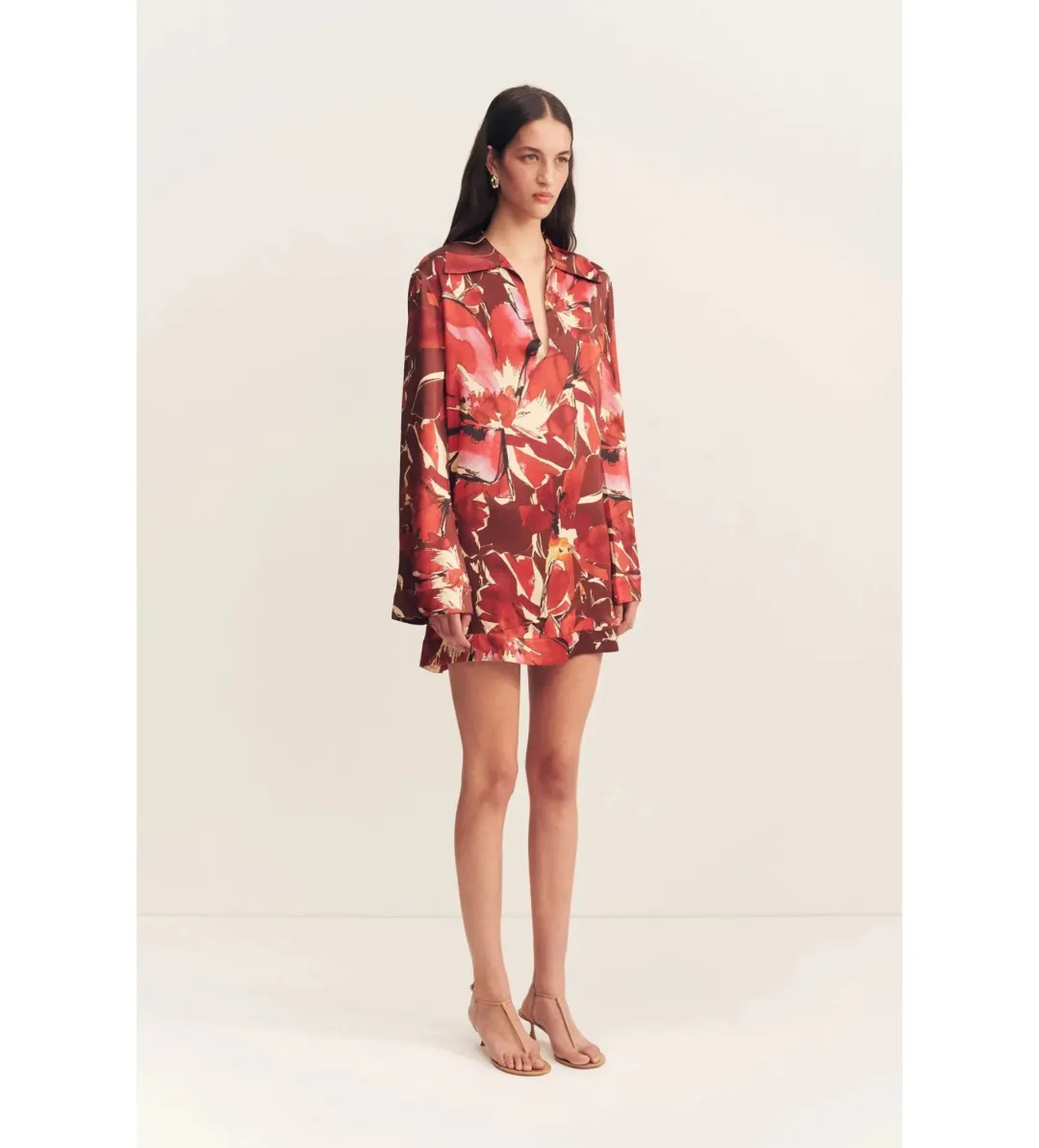Shona Joy Nolita Shift Mini Dress Rosewood Floral One Size 6/XS for rent on The Volte - main image