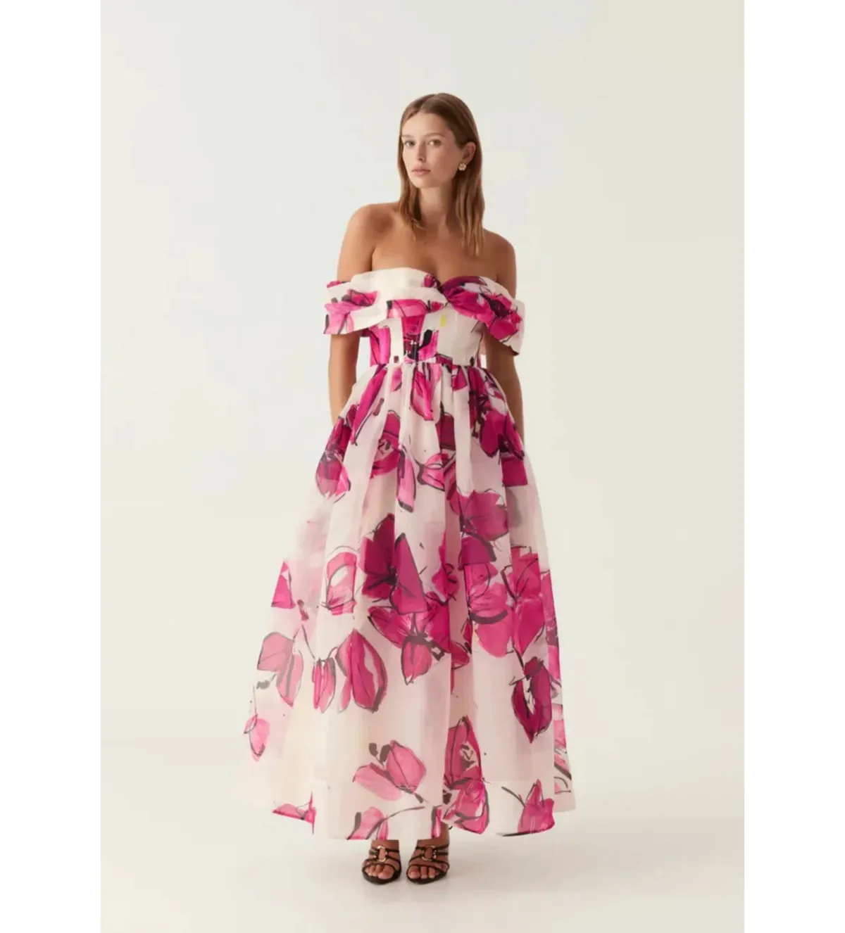 Aje Cordelia Corseted Maxi Dress Falling Florals Size AU 10 for rent on The Volte - main image