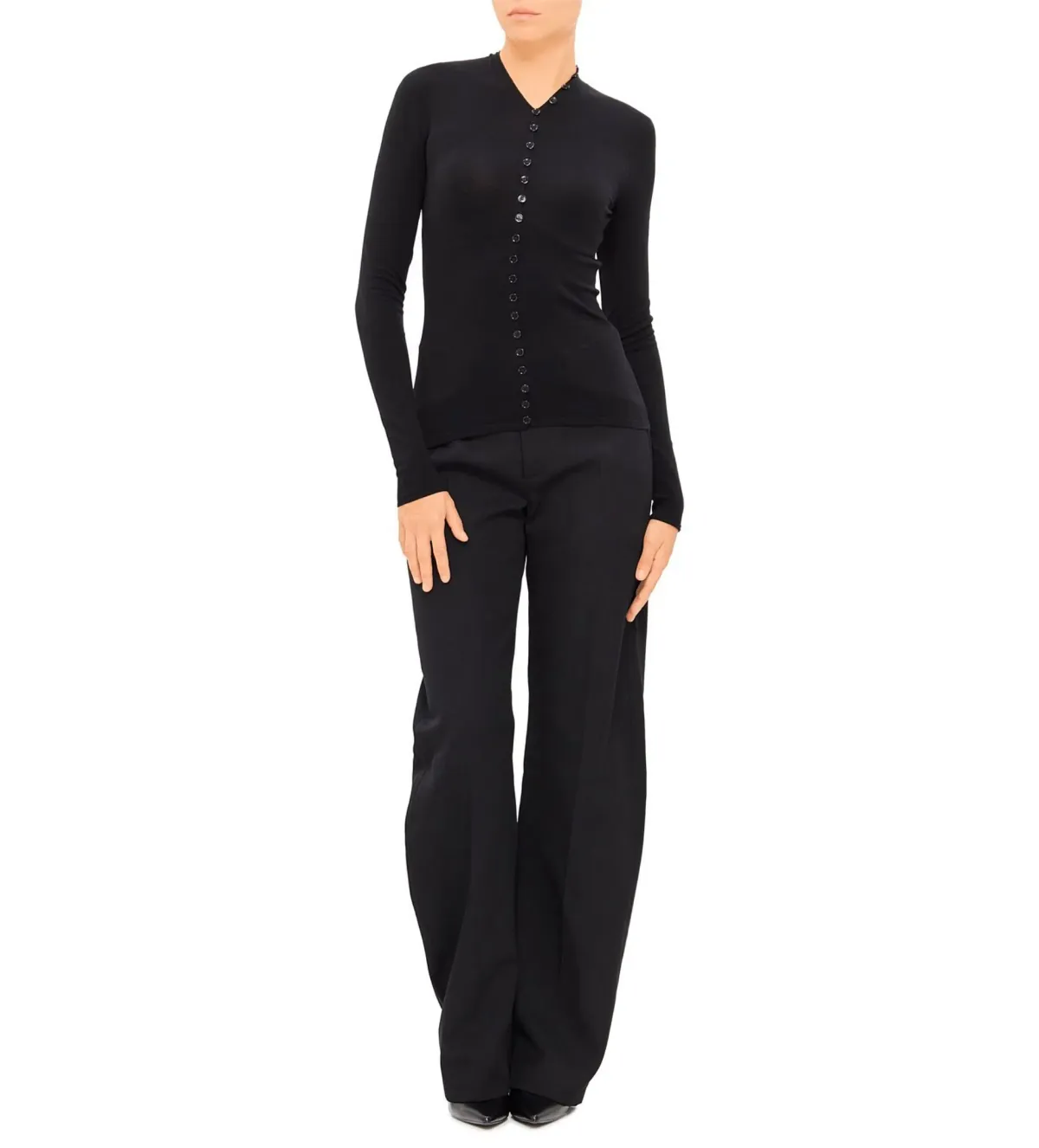 Alexander Wang Long Sleeve High Neck Cardigan Black One Size for rent on The Volte - main image