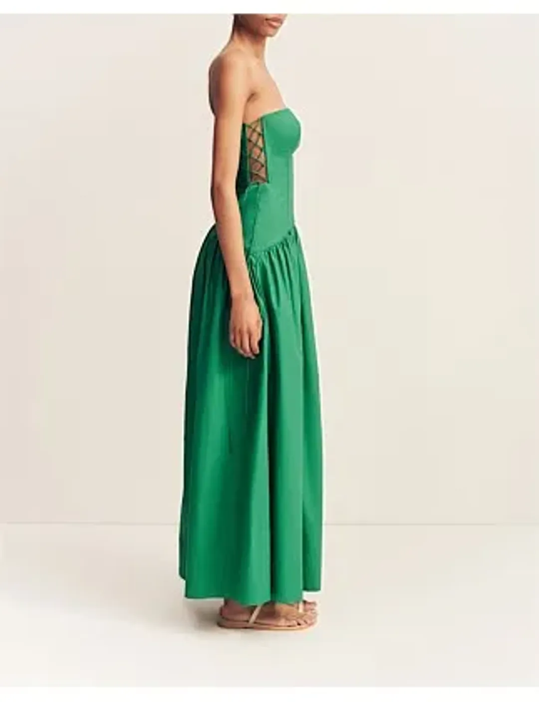Maiori Lace Up Strapless Maxi Dress Size 8/S for rent on The Volte - main image