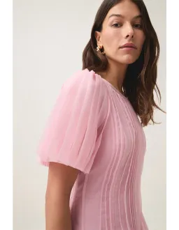 AJE Nova Pleated Midi Dress Pink Size AU 16  for rent on The Volte - image 2