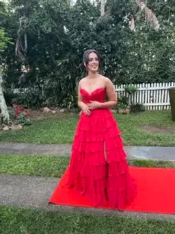 Sherri Hill 56911 Maxi Dress Red Size US 2 AU 6 for rent on The Volte - image 3