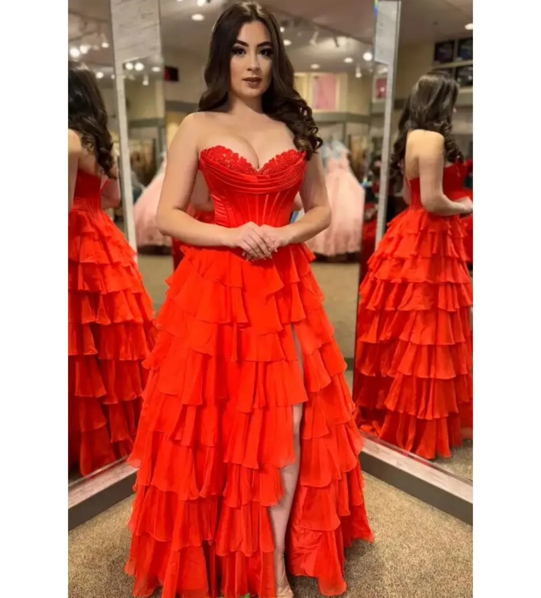 Sherri Hill 56911 Maxi Dress Red Size US 2 AU 6 for rent on The Volte - main image