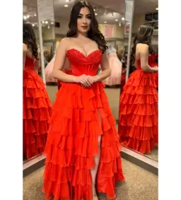 Sherri Hill 56911 Maxi Dress Red Size US 2 AU 6 for rent on The Volte - image 2