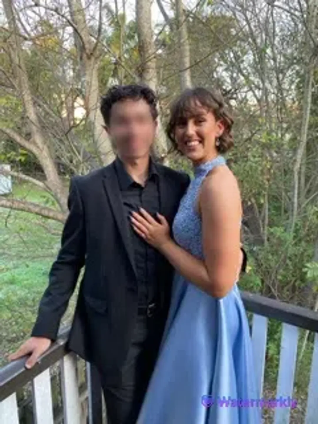 Alyce Paris A Formal Affair Ice-Blue High-Low Halter Neck Dress Size 10/XS for rent on The Volte - main image