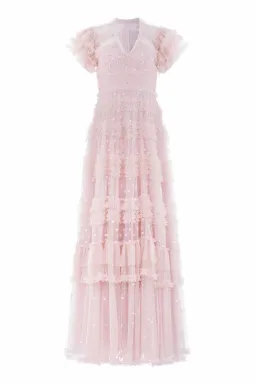 NEEDLE AND THREAD PINK V-NECK GOWN SIZE UK 14 ALTERED TO AU SIZE 10-12 for rent on The Volte - image 3