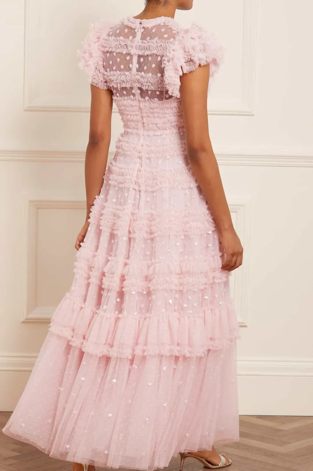 NEEDLE AND THREAD PINK V-NECK GOWN SIZE UK 14 ALTERED TO AU SIZE 10-12 for rent on The Volte - main image