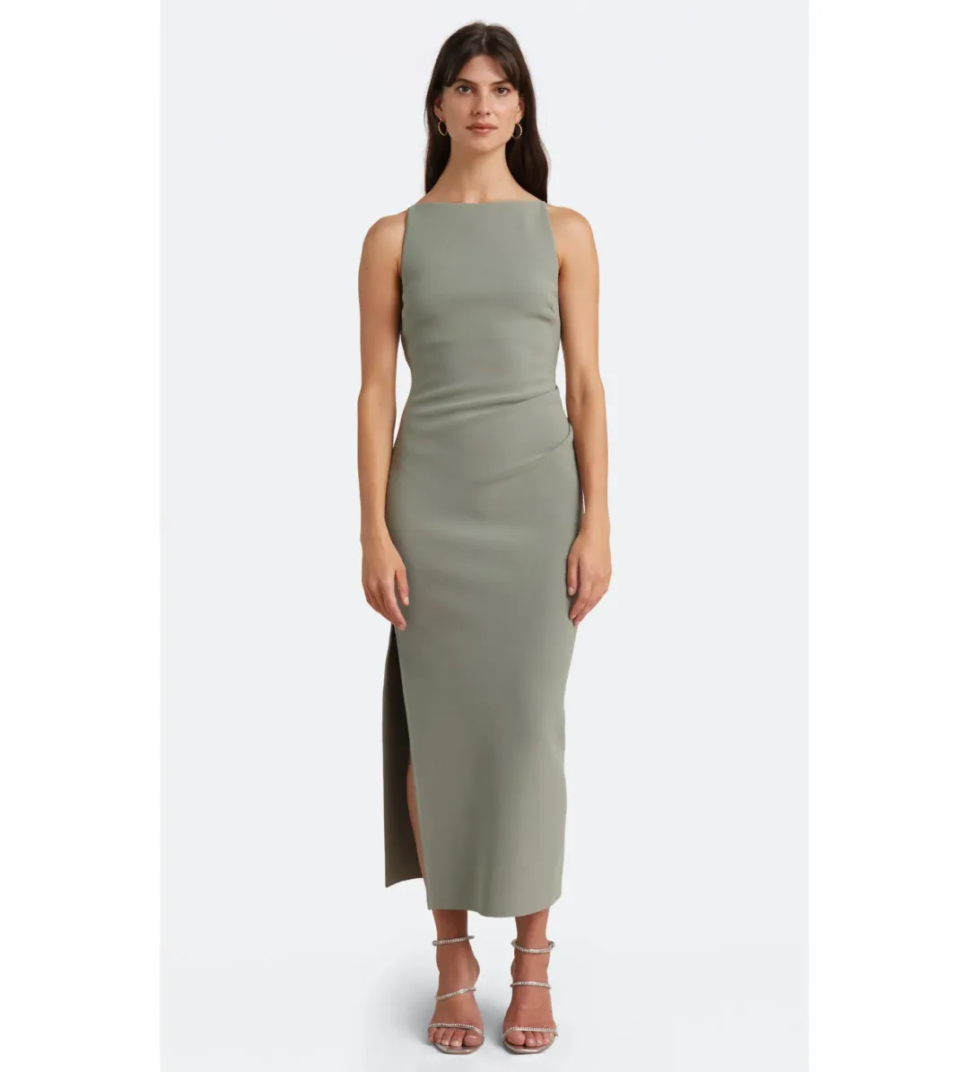 Bec + Bridge Be Mine Tuck Midi Dress Sage Size 14 for rent on The Volte - main image