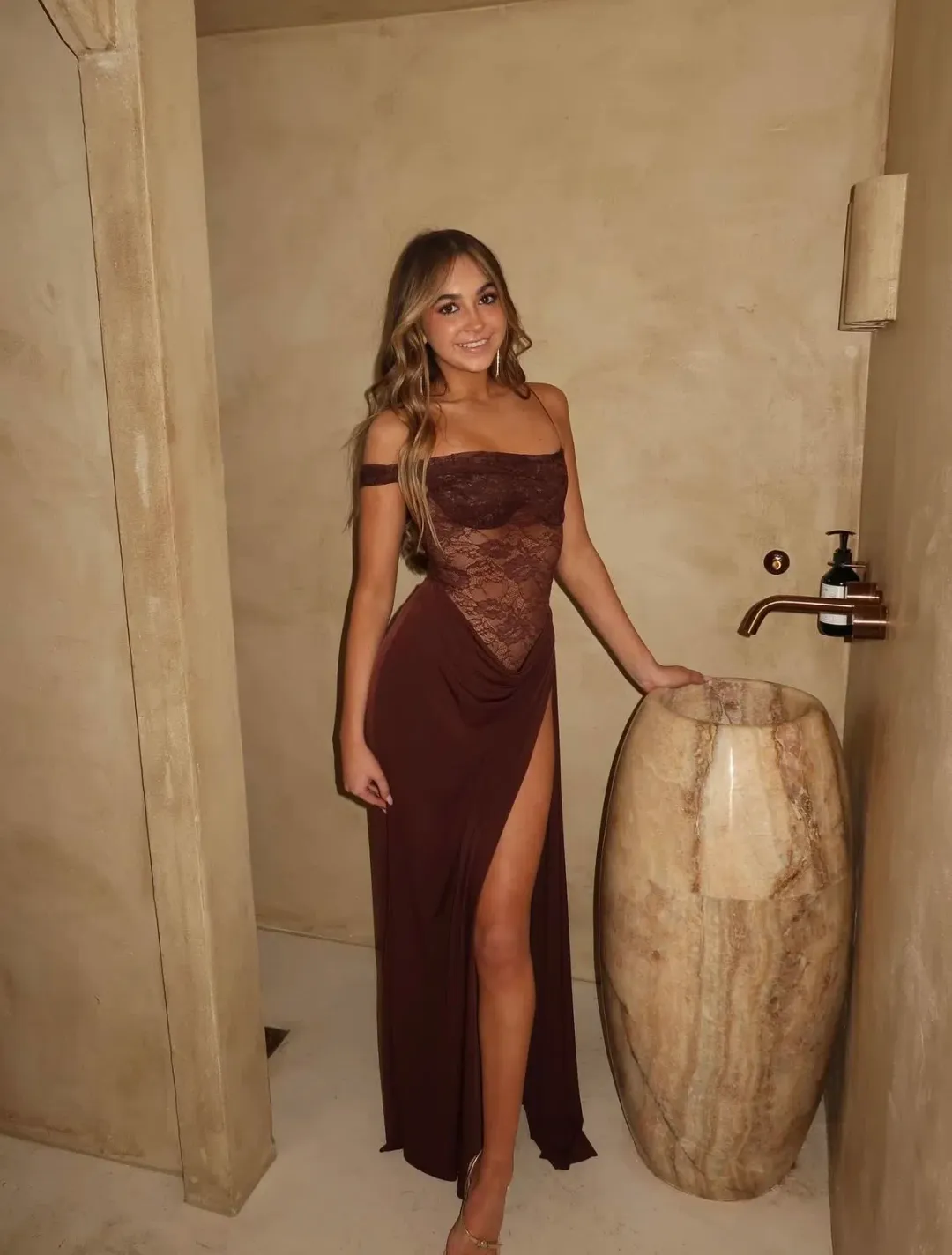 Natalie Rolt Sloane Maxi Dress in Espresso Size 0 / AU 6 for rent on The Volte - main image