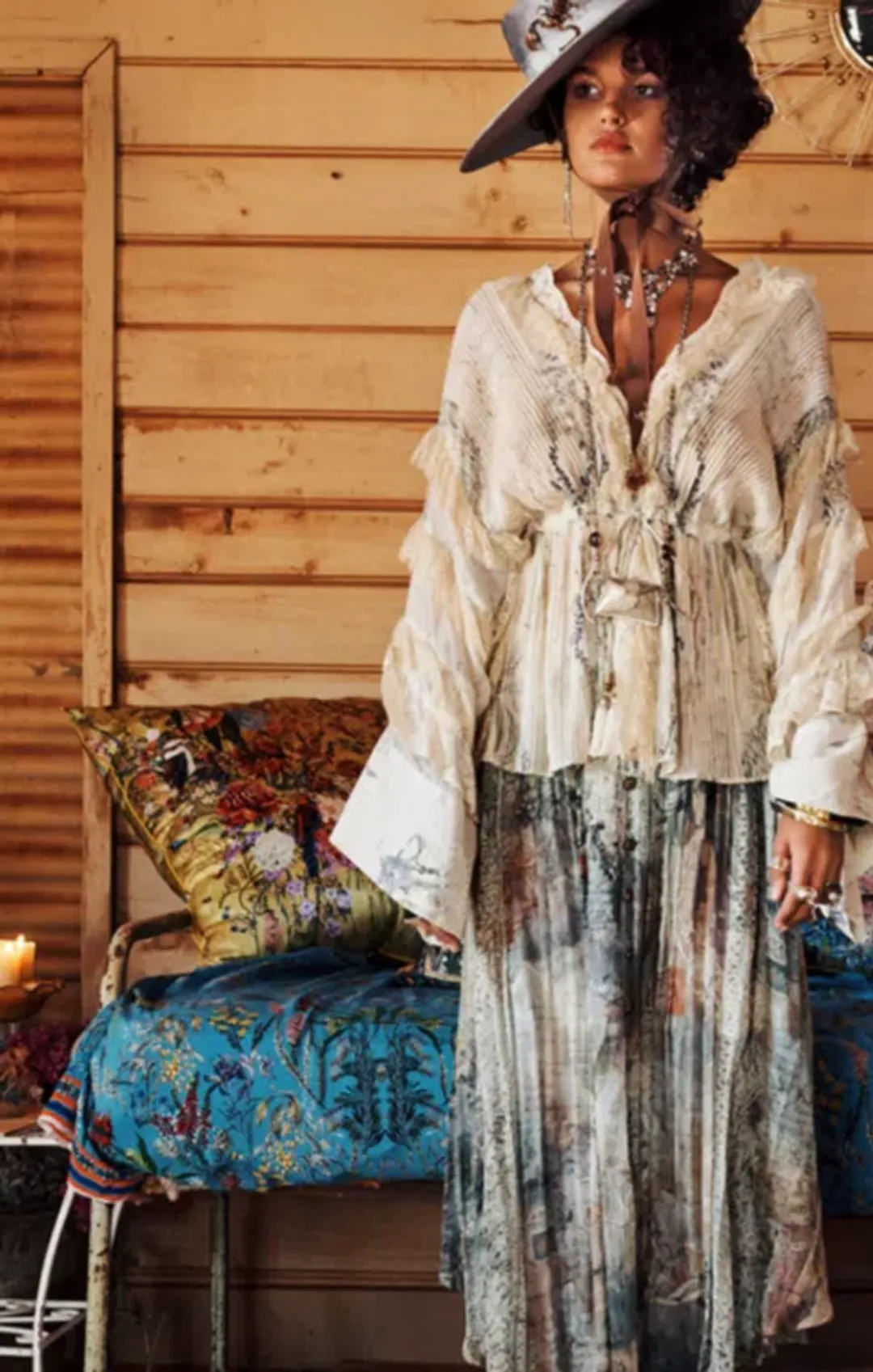 Camilla Tie Front Lace Insert Layer in Memories Of Moree Size M / AU 12 for rent on The Volte - main image