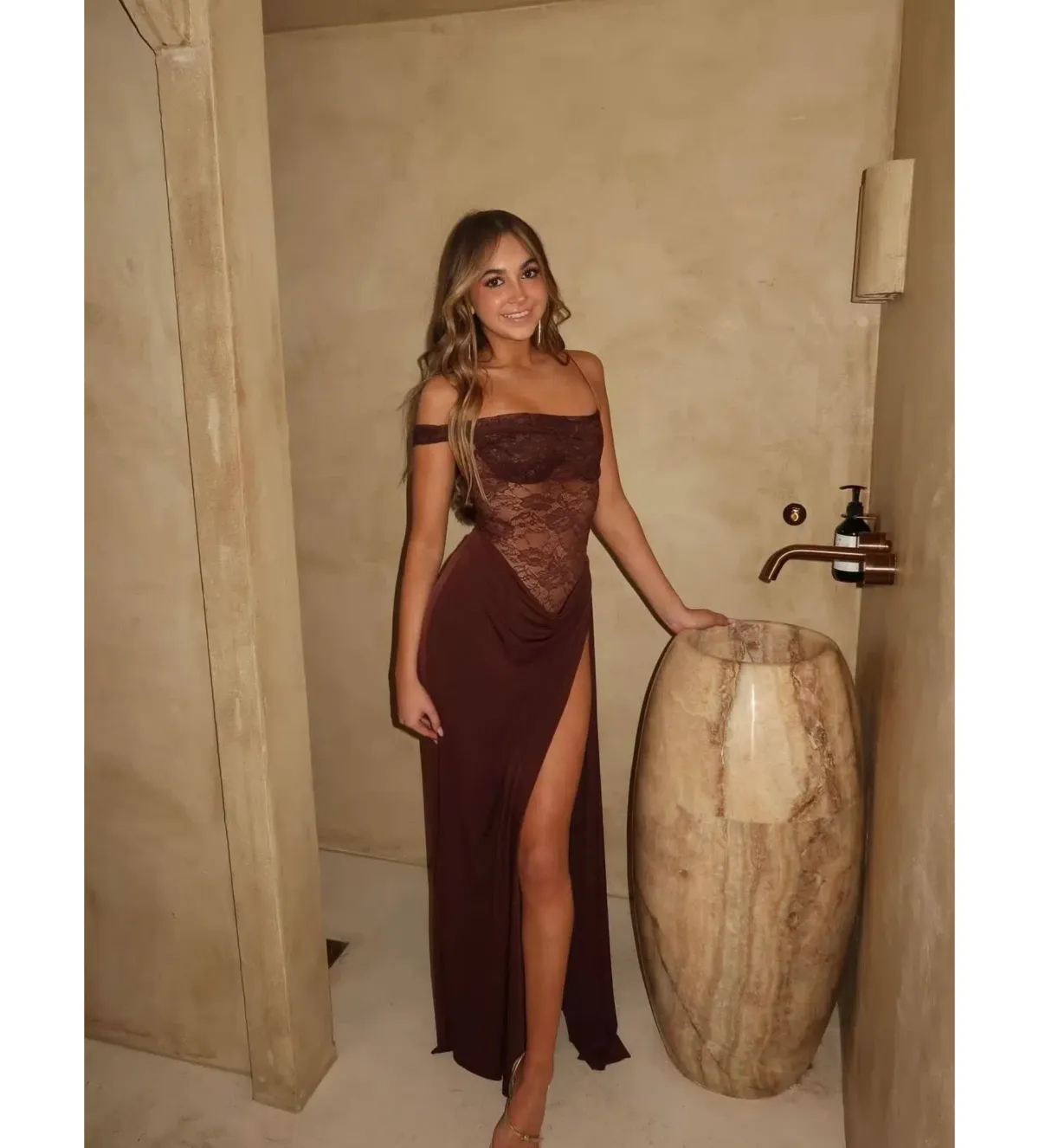 Natalie Rolt Sloane Maxi in Espresso Size 1 / AU 8  for rent on The Volte - main image