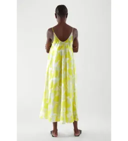 COS Long Slip Midi Dress Yellow Print Size 8 (fits up to small 10) for rent on The Volte - image 5