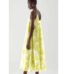 COS Long Slip Midi Dress Yellow Print Size 8 (fits up to small 10) for rent on The Volte - image 4