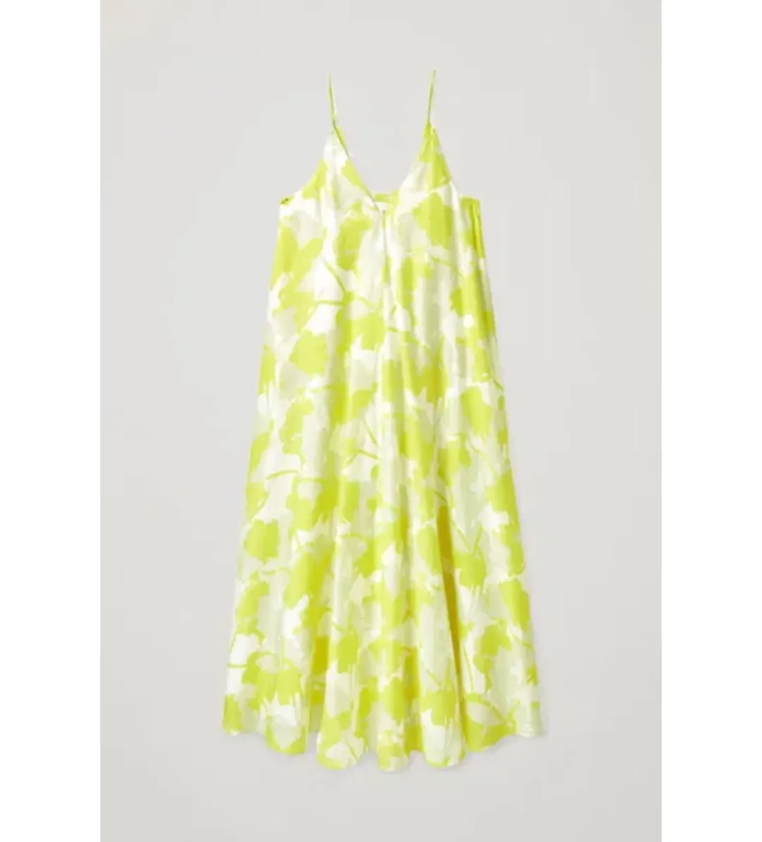 COS Long Slip Midi Dress Yellow Print Size 8 (fits up to small 10) for rent on The Volte - main image