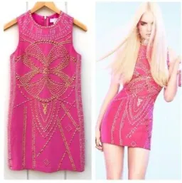 Versace H&M Party Pink Gold Mini Sild Dress Size 8 for rent on The Volte - image 1