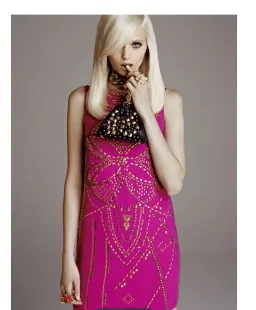 Versace H&M Party Pink Gold Mini Sild Dress Size 8 for rent on The Volte - image 2