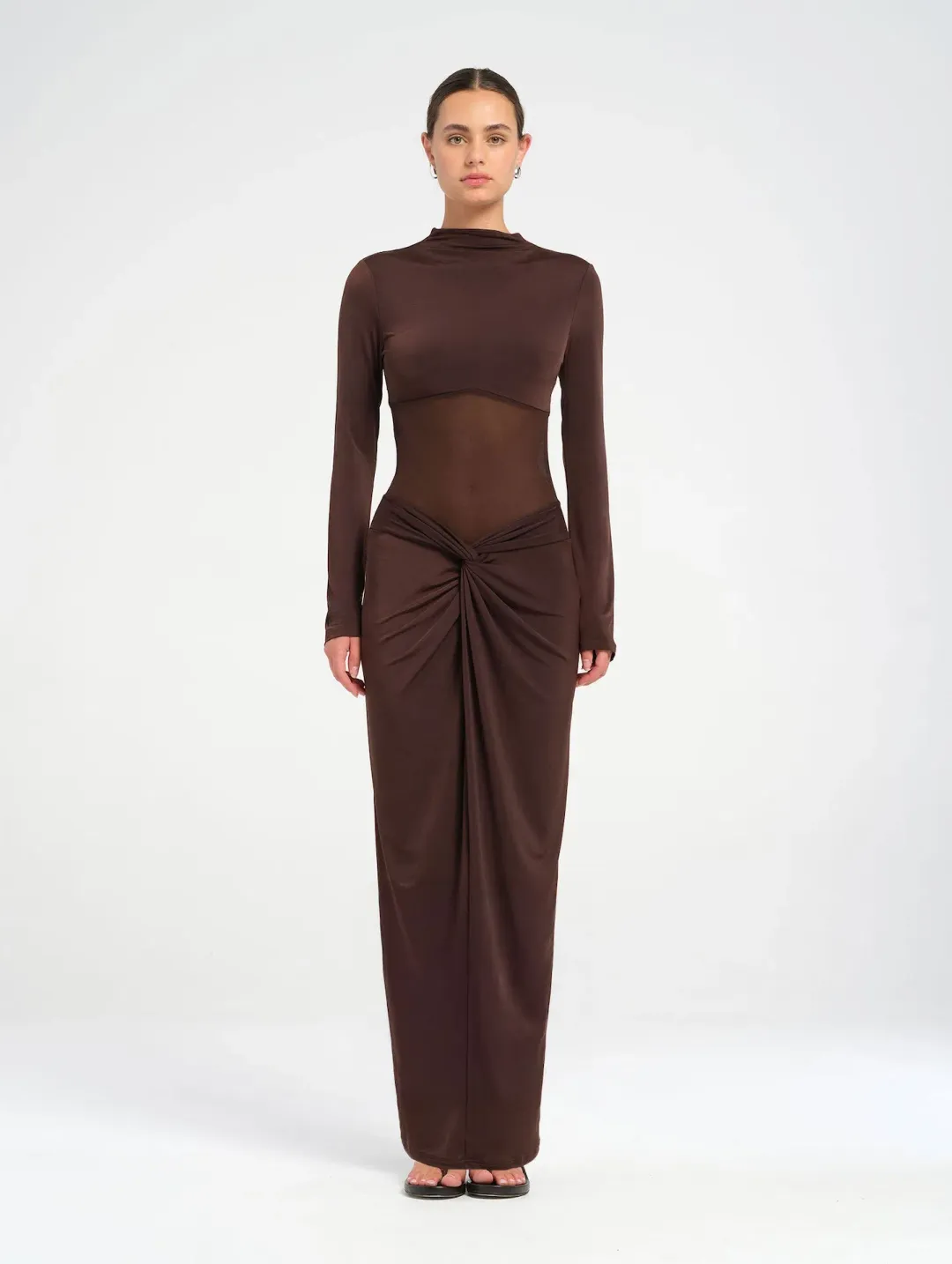 BENNI Dora Maxi Dress in Chocolate Brown Size S / AU 8 for rent on The Volte - main image