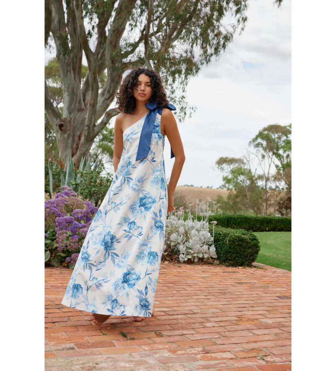 Aston Studio Mila Maxi Dress Cerulean Peony Size AU 10 for rent on The Volte - main image