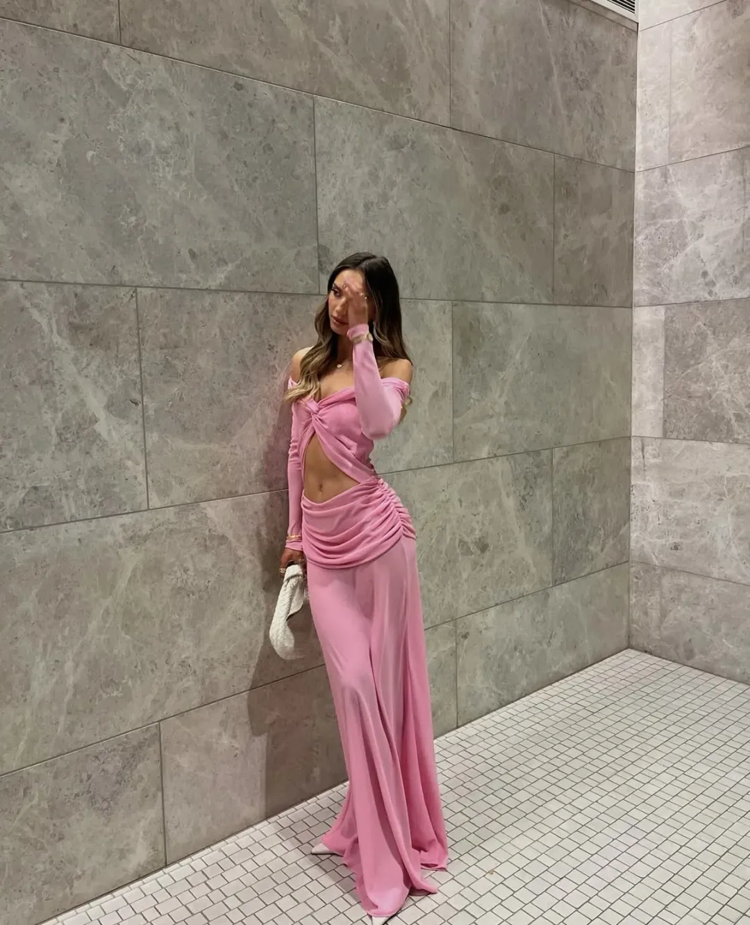 Natalie Rolt Emily Maxi Gown Candy Pink Size 0 / AU 6  for rent on The Volte - main image