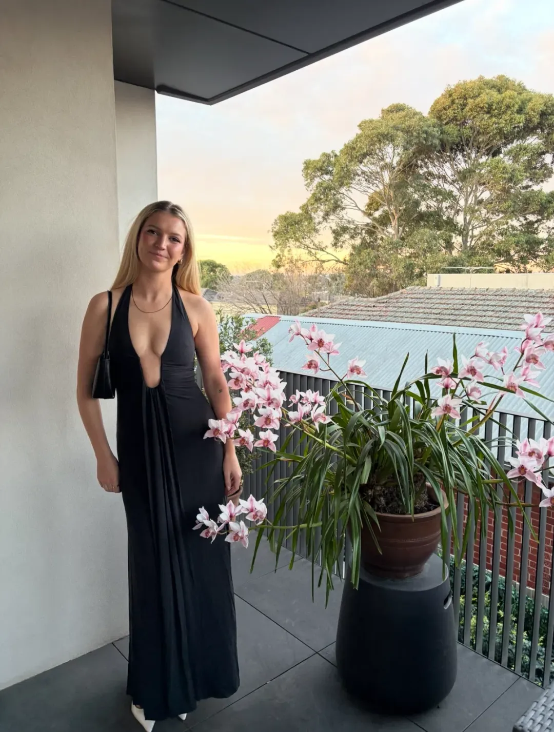 MISHA Jennifer Cupro Maxi Dress Black Size 6/XS for rent on The Volte - main image