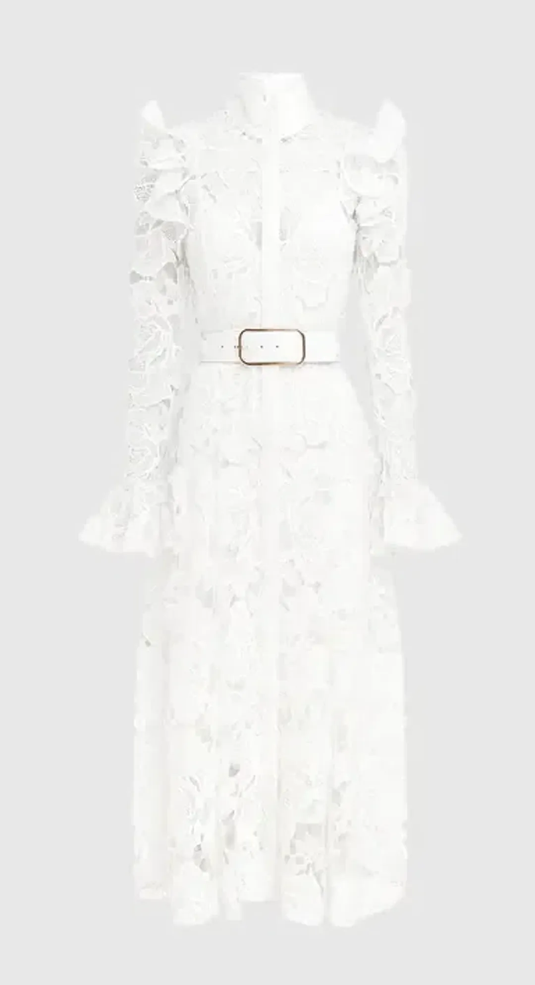 Leo Lin Aliyah Lace Butterfly Sleeve Midi Dress in Snow / White Size 10 for rent on The Volte - main image