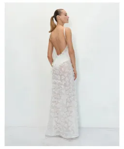 Selezza Floral Chiffon Maxi Dress White Size 6 for rent on The Volte - image 2