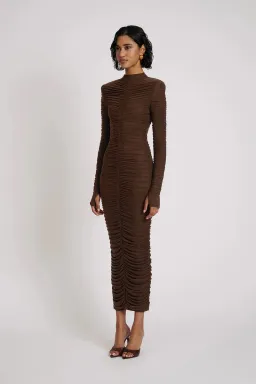 Eliya The Label Melissa Midi Dress Brown Size 8 for rent on The Volte - image 3