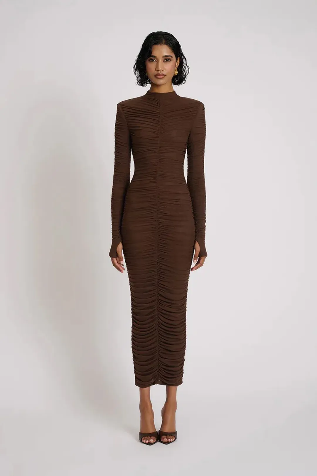 Eliya The Label Melissa Midi Dress Brown Size 8 for rent on The Volte - main image