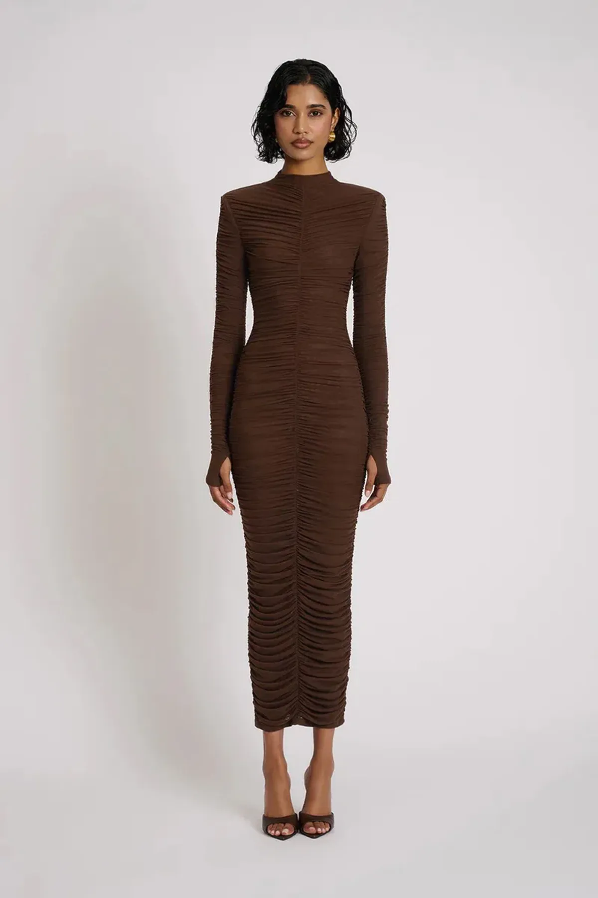 Eliya The Label Melissa Midi Dress Brown Size 8 for rent on The Volte - main image