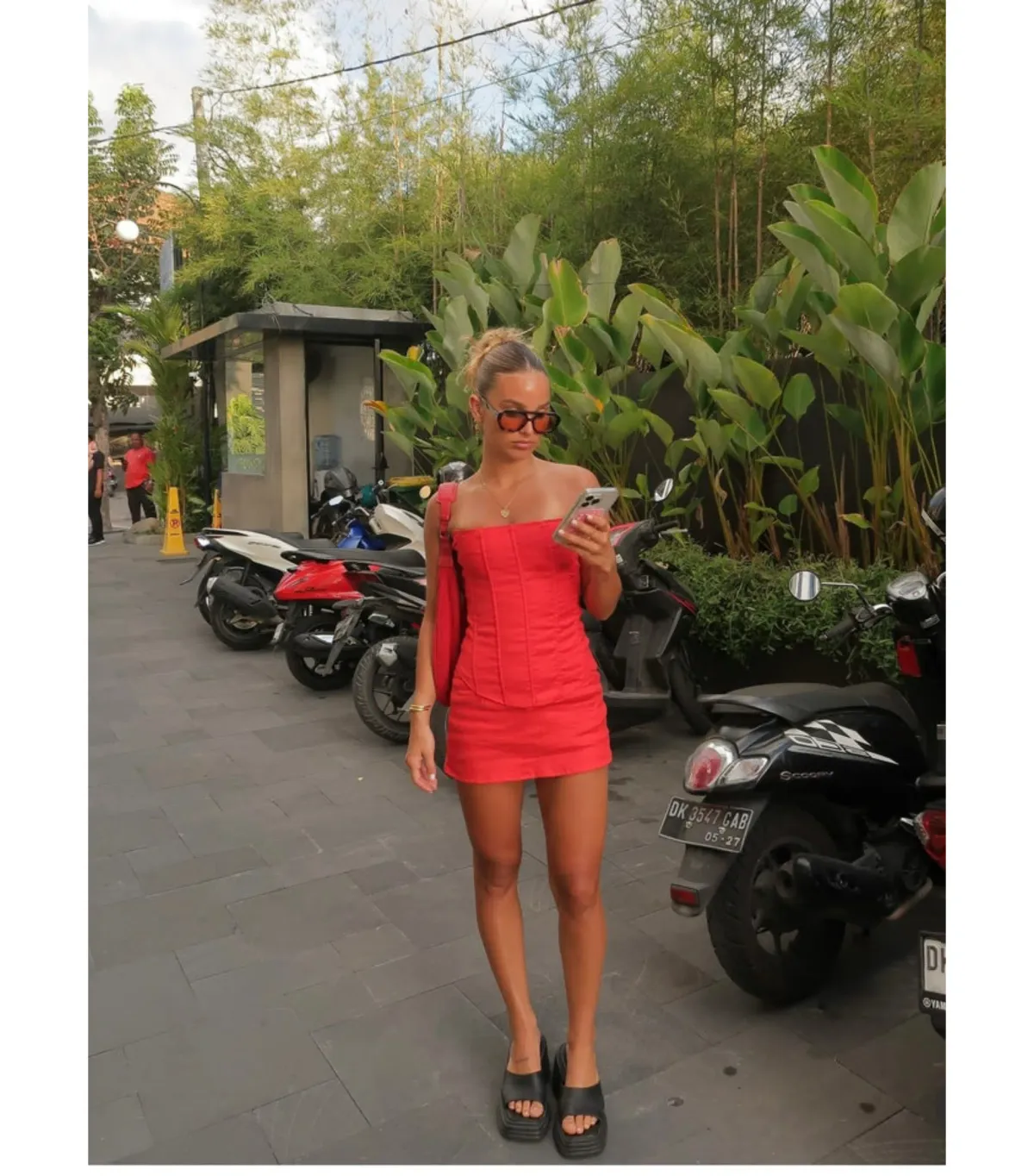 HNTR the label Aurora Corset and Aura Mini Skirt Set in Red Size AU 8 for rent on The Volte - main image