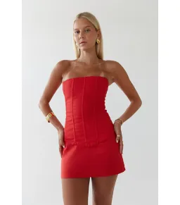 HNTR the label Aurora Corset and Aura Mini Skirt Set in Red Size AU 8 for rent on The Volte - image 3