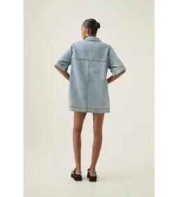 Aje Aura Denim Mini Tunic Dress Sea Spray Wash Size 6 for rent on The Volte - image 4