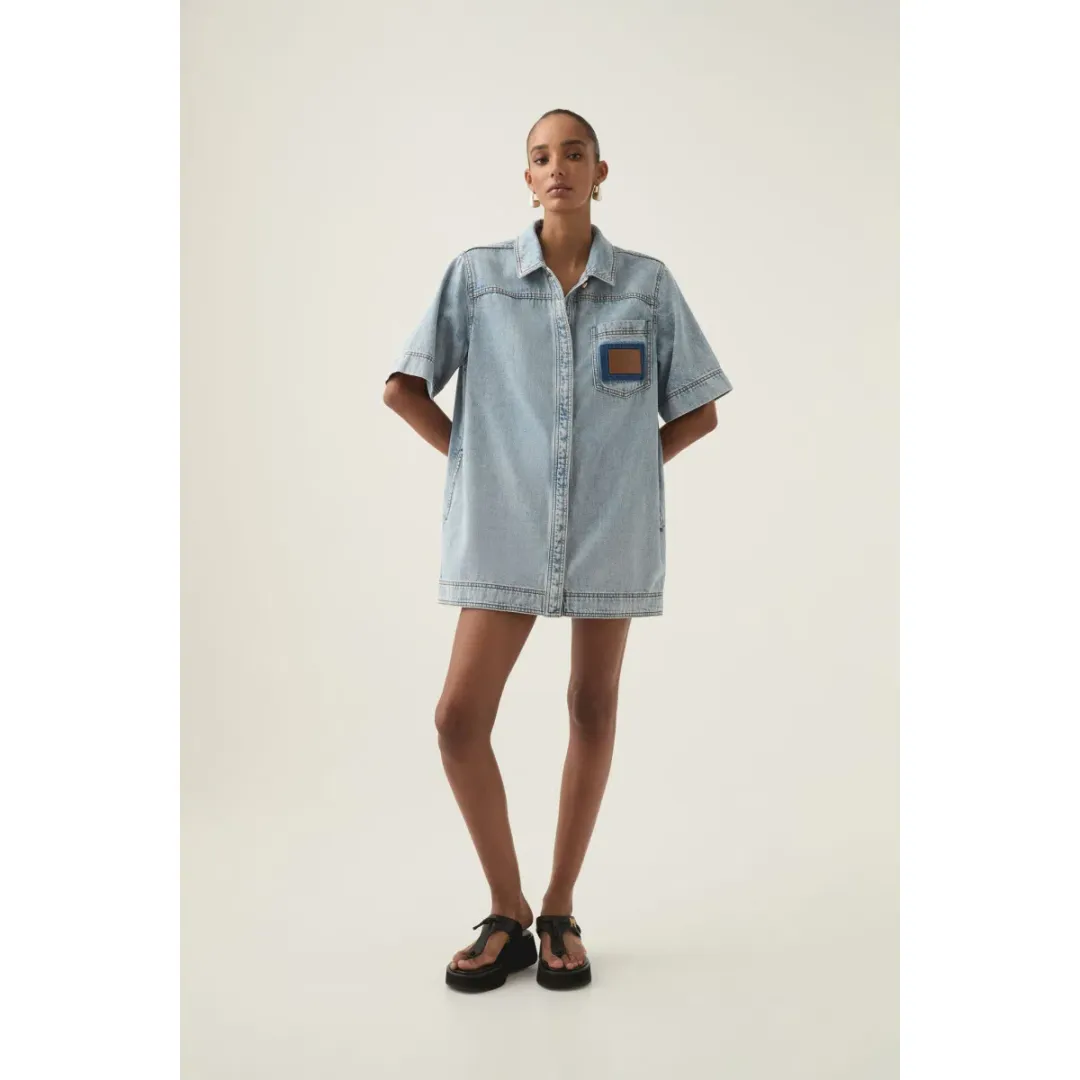 Aje Aura Denim Mini Tunic Dress Size 10 for rent on The Volte - main image