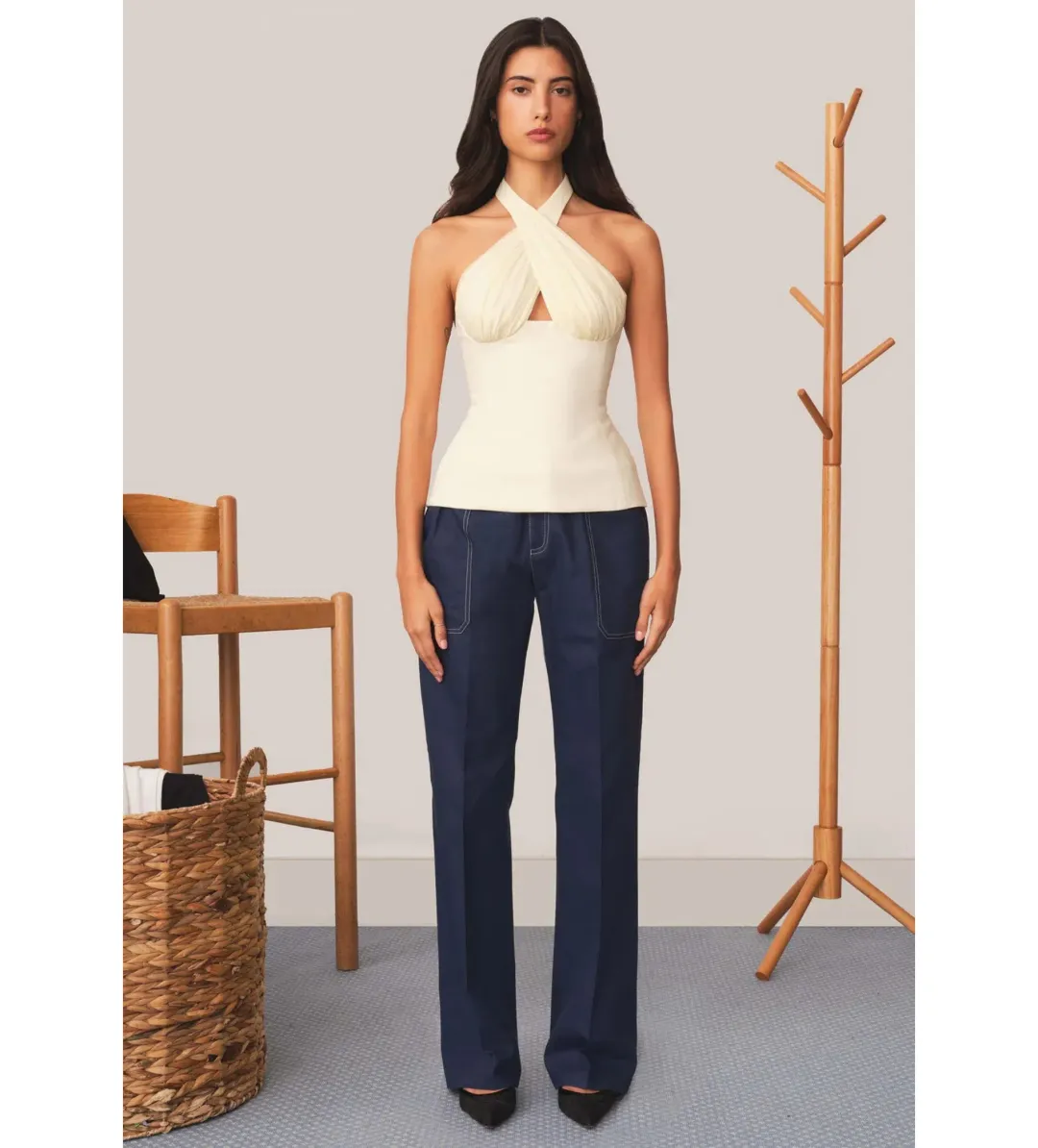 Tae Park Sculpted Halter Top Ivory Size S AU 8 for rent on The Volte - main image