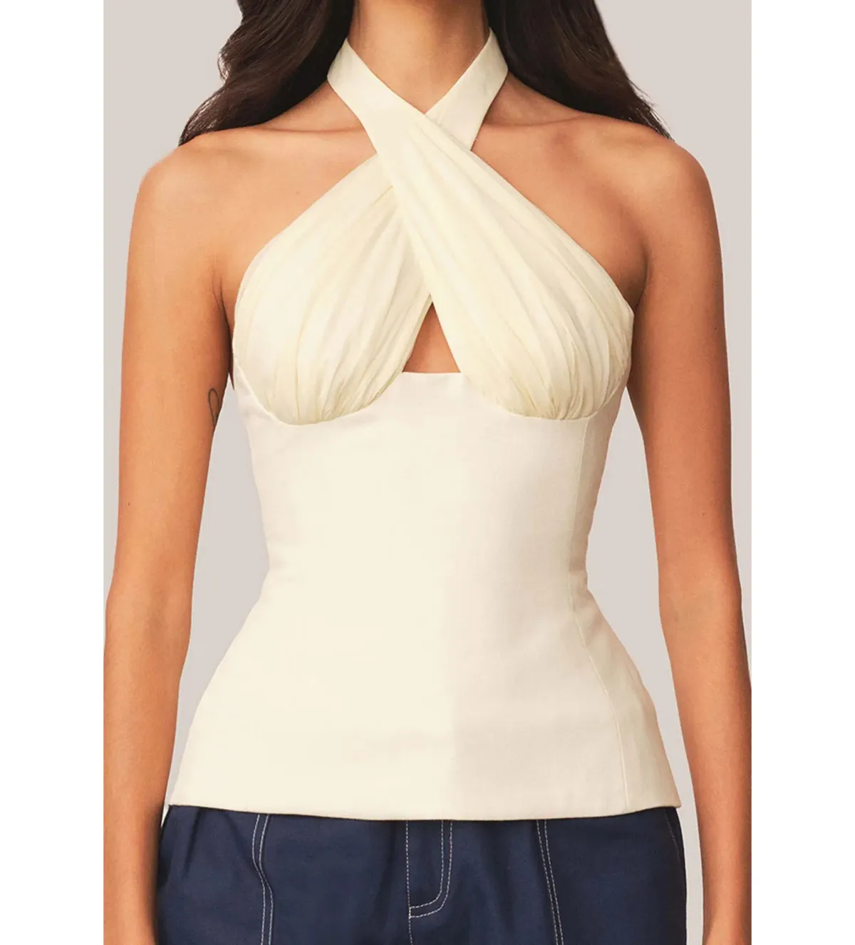 Tae Park Sculpted Halter Top Ivory Size S AU 8 for rent on The Volte - main image