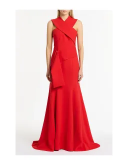 Carla Zampatti Crepe Fascia Cross Over Gown Red Size AU 6 for rent on The Volte - image 1