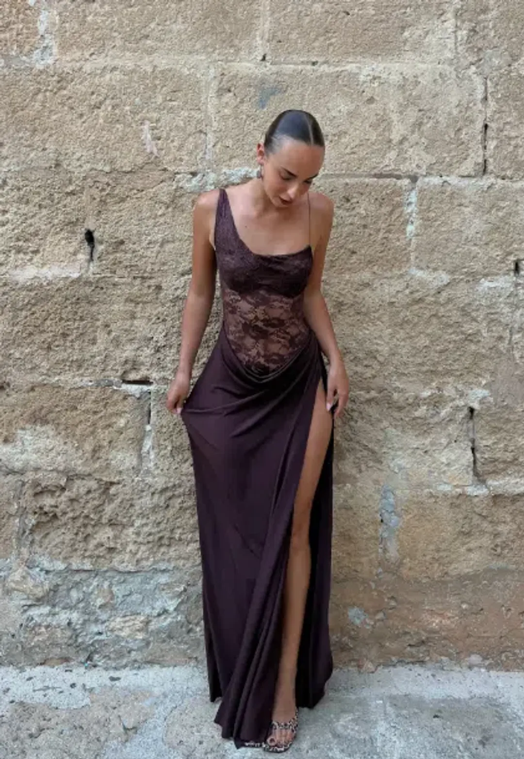 Natalie Rolt Sloane Maxi Dress Brown Size 10  for rent on The Volte - main image