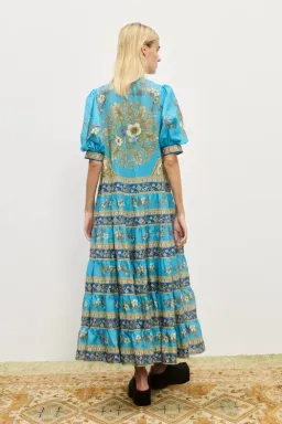 Alemais Cassie Tiered Midi Dress in Blue Size AU 12 for rent on The Volte - image 3